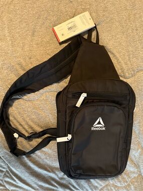 Reebok Black Sling Chest Bag with White Logo